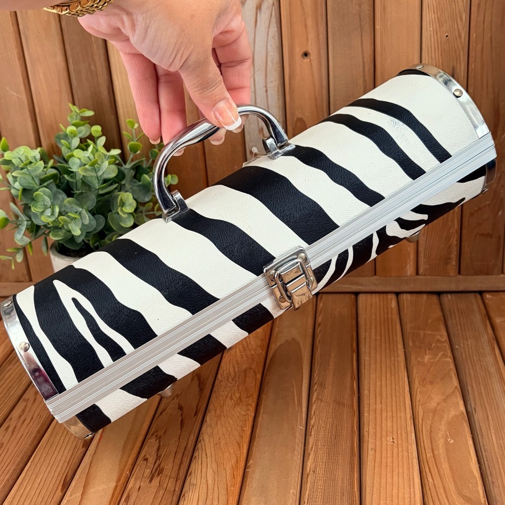 Vintage Style Y2K Zebra Print Wine Case, Repurposed Purse - Picture 2 of 10